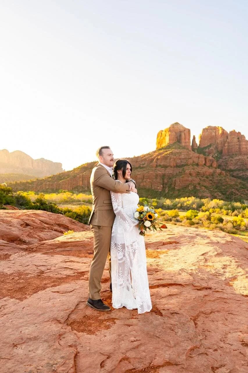 Couple eloping among the red rock formations — Sedona, AZ